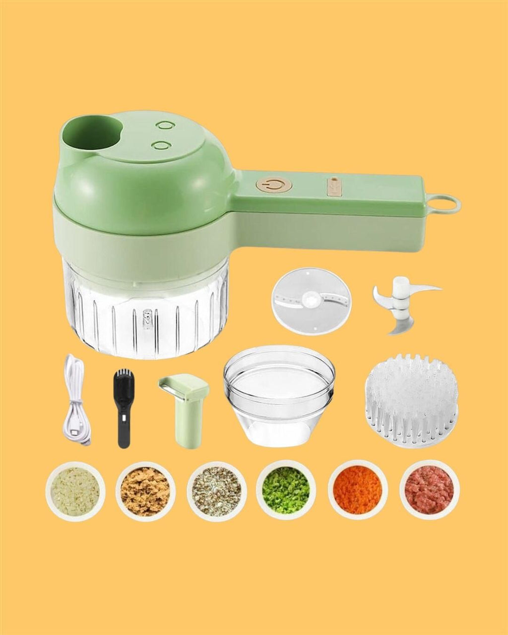 Green Portable Usb Rechargeable Electric Mini Chopper