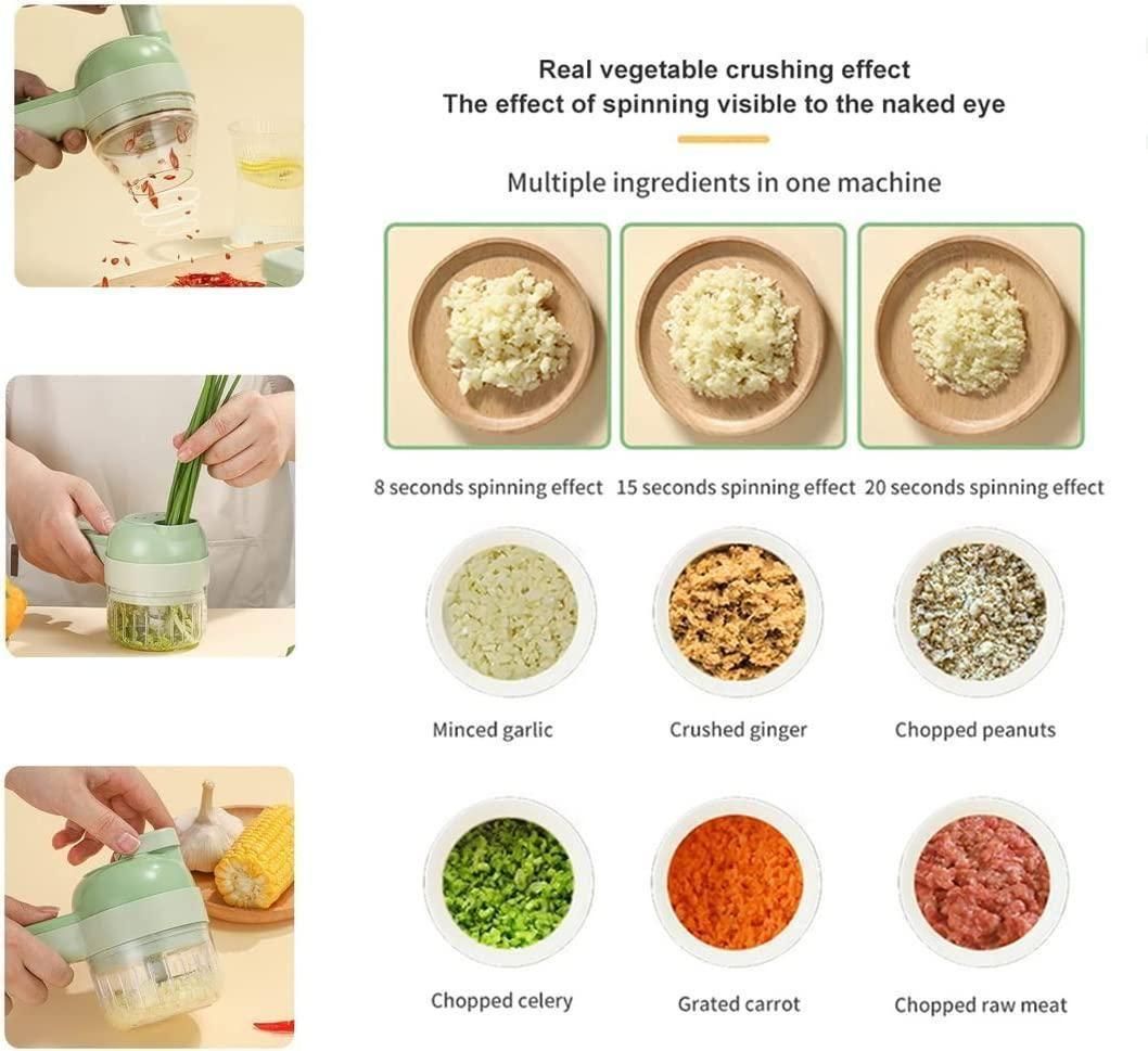 Green Portable Usb Rechargeable Electric Mini Chopper
