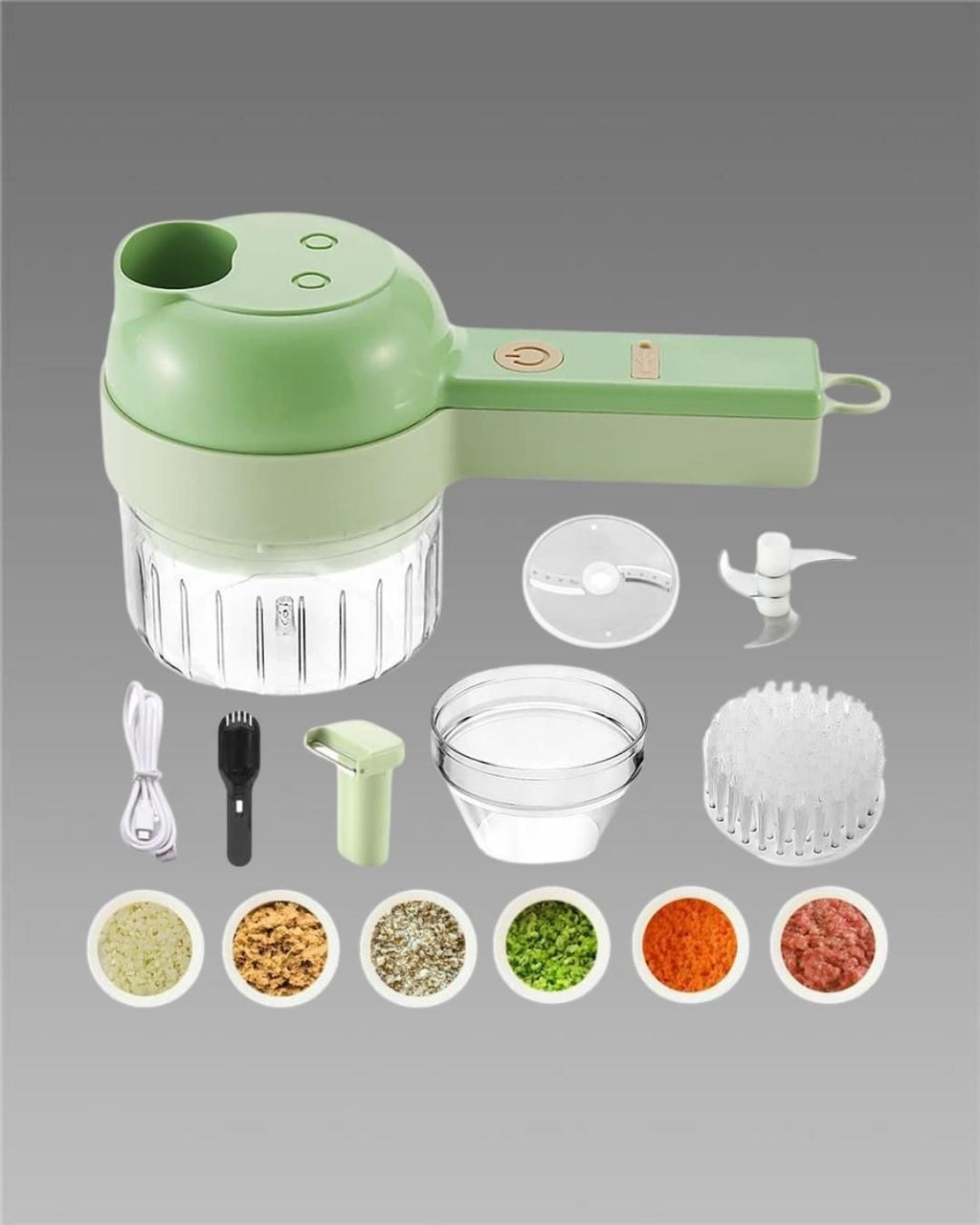 Green Portable Usb Rechargeable Electric Mini Chopper