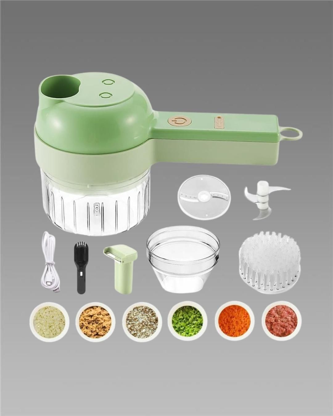 Green Portable Usb Rechargeable Electric Mini Chopper