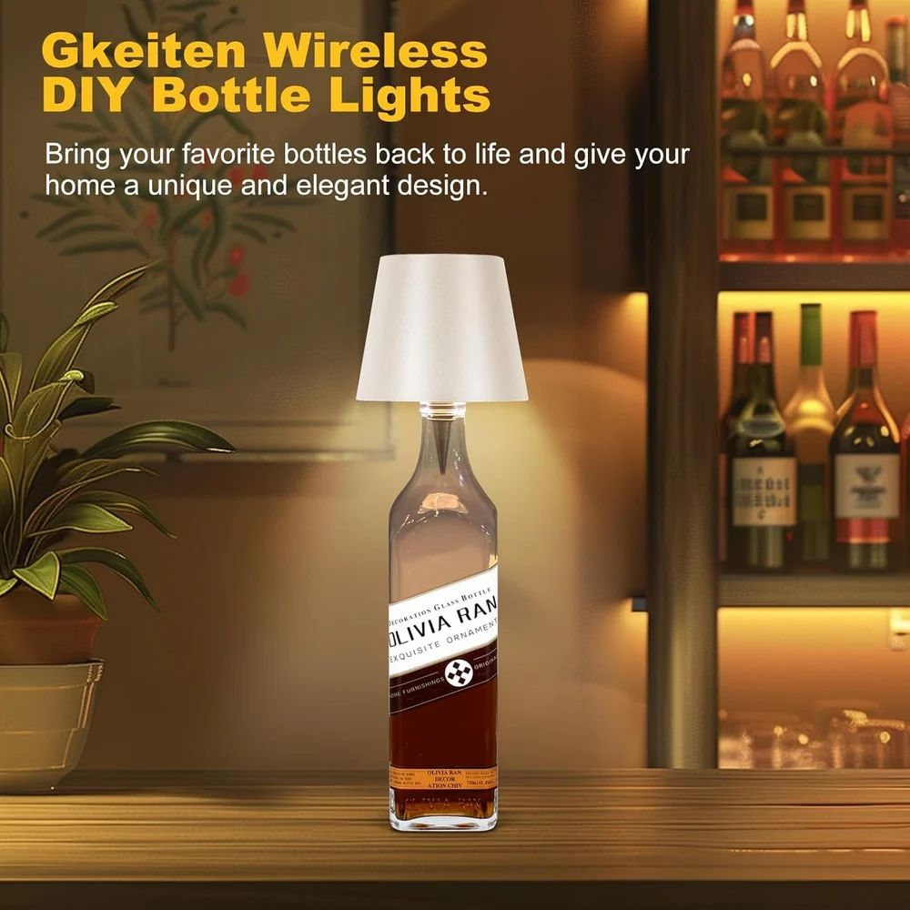 Wireless Bottle Lamp,3 Color Rechargeable Wine Bottle Lights for Bars Restaurants Decoration Lamp