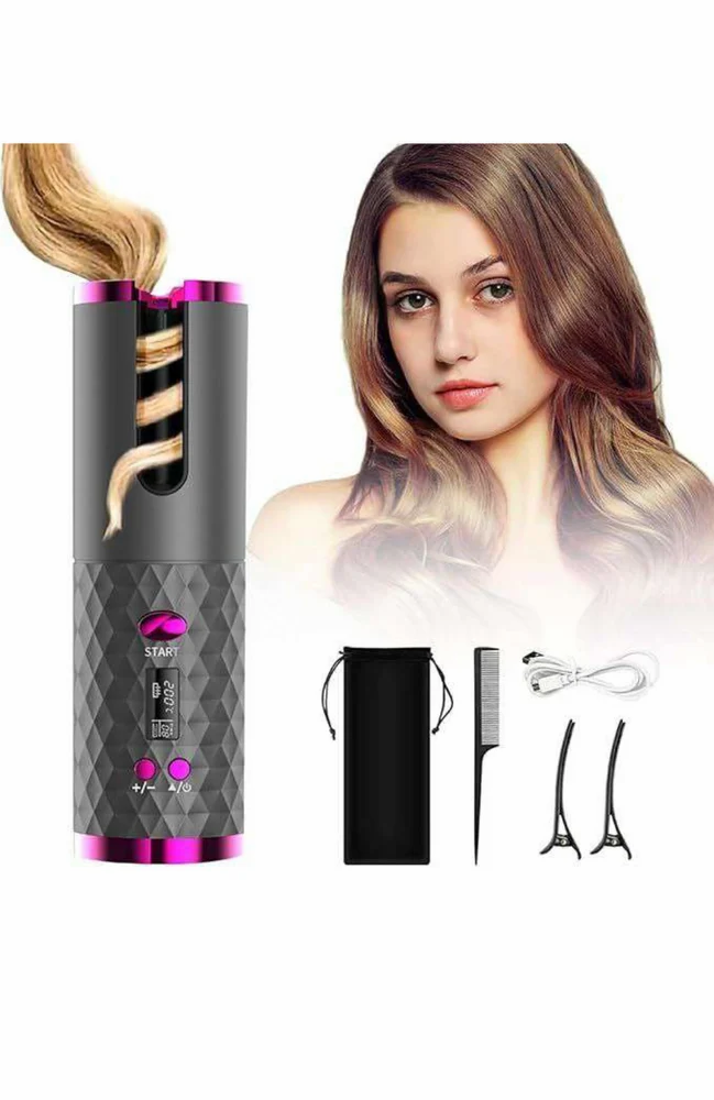 Cordless Hair Curler Automatic Curling Iron - Ceramic Rotating Hair Curler