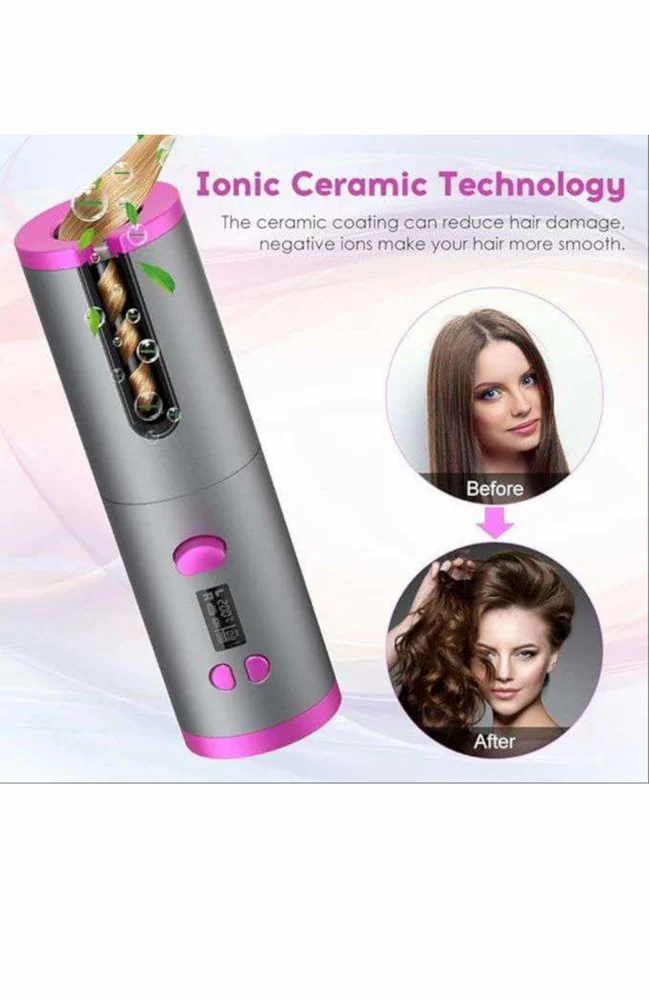 Cordless Hair Curler Automatic Curling Iron - Ceramic Rotating Hair Curler