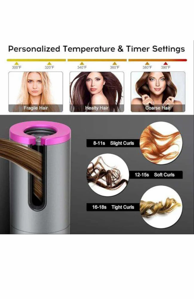 Cordless Hair Curler Automatic Curling Iron - Ceramic Rotating Hair Curler