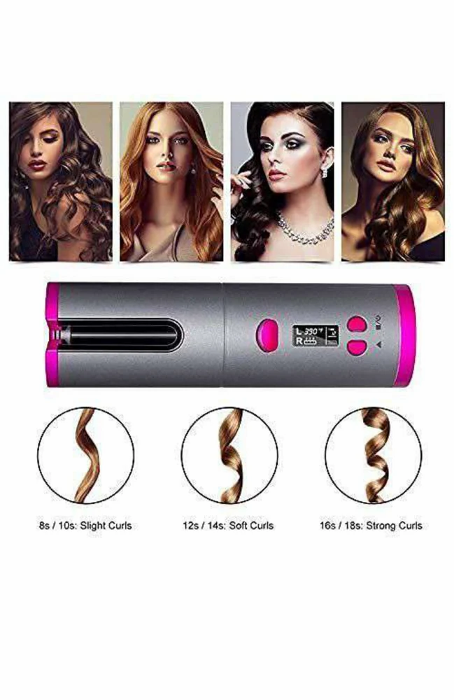 Cordless Hair Curler Automatic Curling Iron - Ceramic Rotating Hair Curler