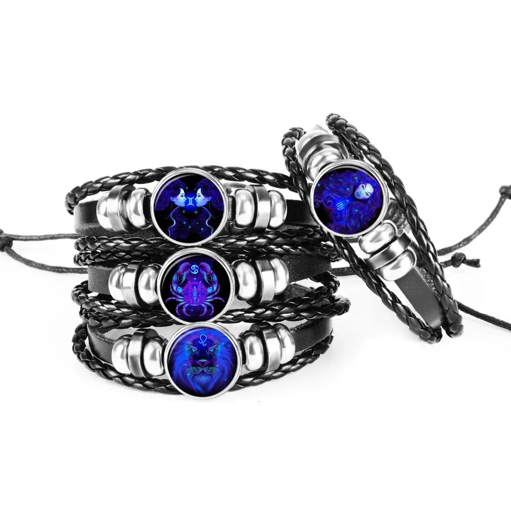 Zodiac Charm Leather Bracelet