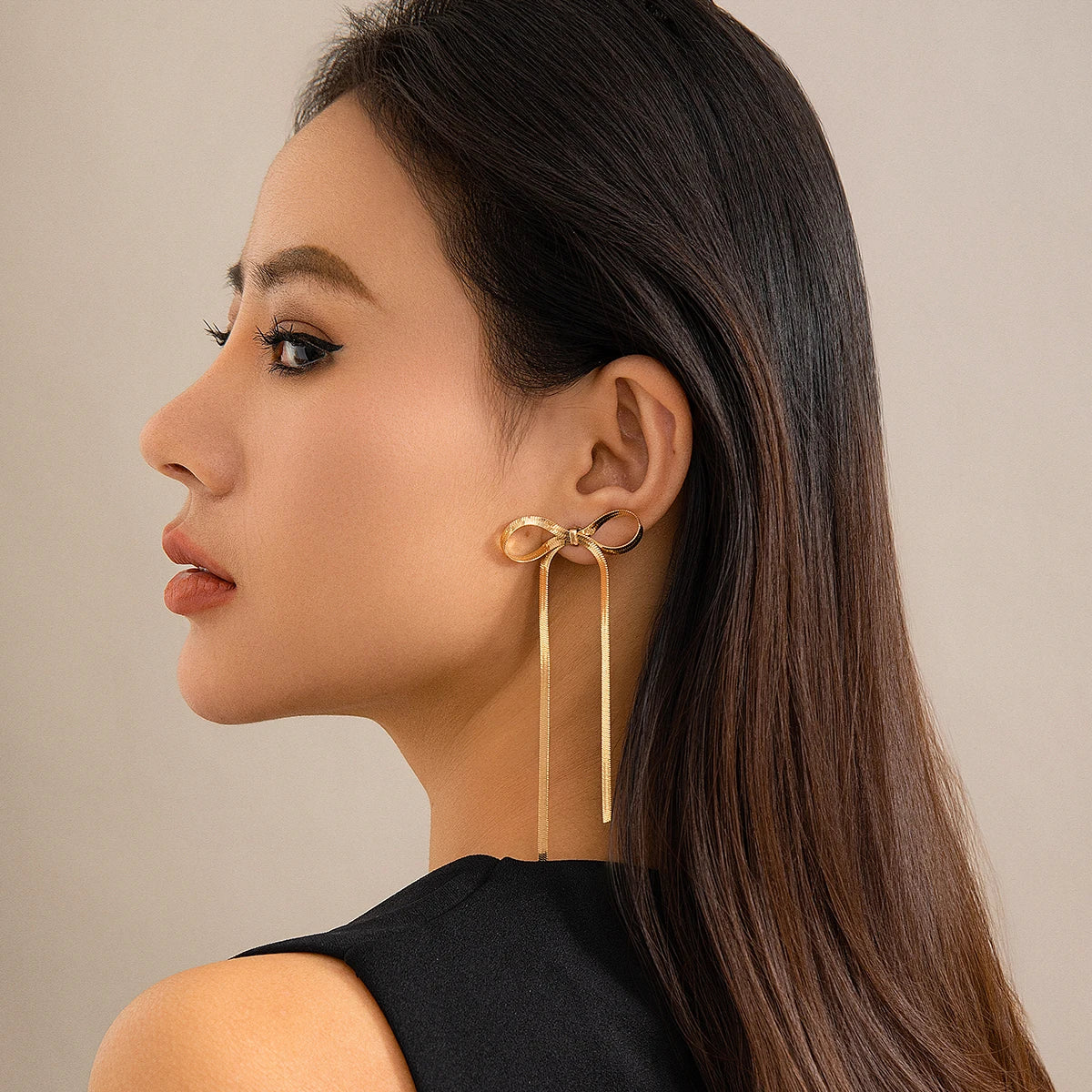 Golden Glamour Bow Earrings